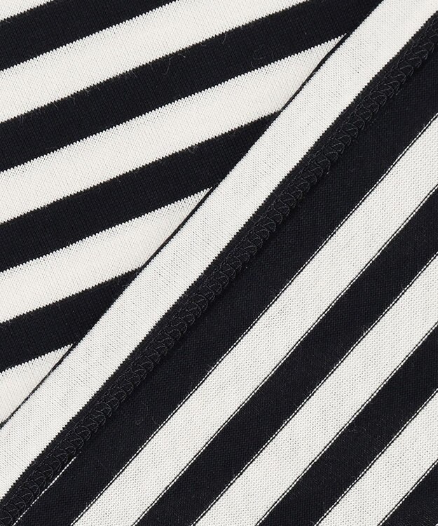 ICB 【洗える】CottonSingleJersey ハイネックプルオーバー ブラックボーダー系