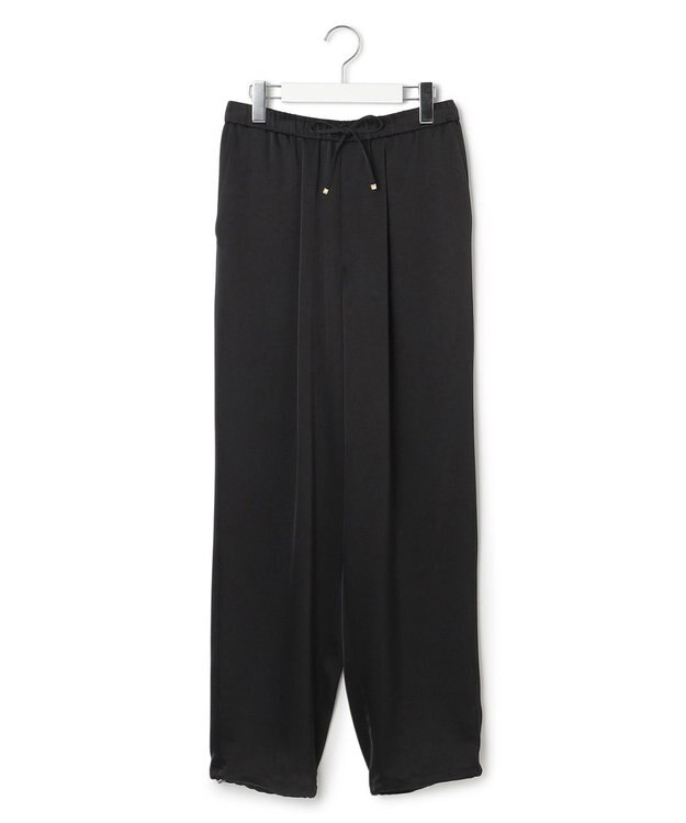 23区 L 【洗える】ドレープサテン 2WAY ドロスト パンツ ブラック系