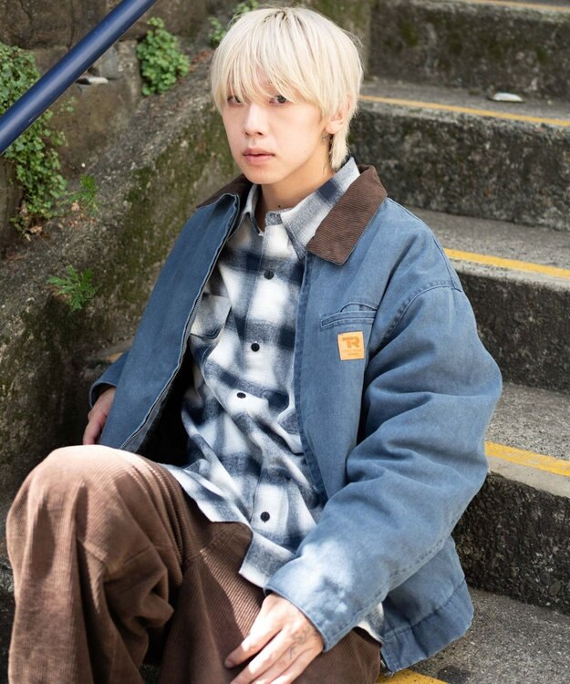 WEGO 【ユニセックス着用ITEM/MLサイズ展開】ワーカーズキルティングZIPジャケット ネイビー