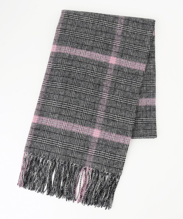 組曲 ウールマルチチェックストール ブラック系3