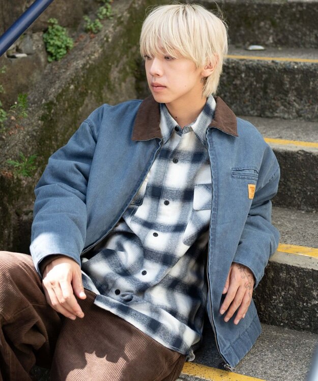 WEGO 【ユニセックス着用ITEM/MLサイズ展開】ワーカーズキルティングZIPジャケット ネイビー