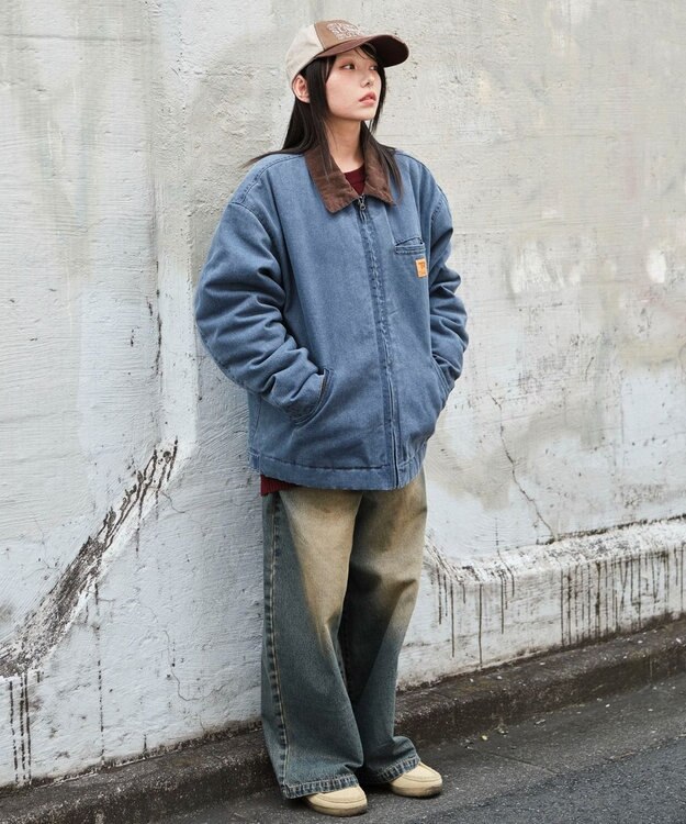 WEGO 【ユニセックス着用ITEM/MLサイズ展開】ワーカーズキルティングZIPジャケット ネイビー