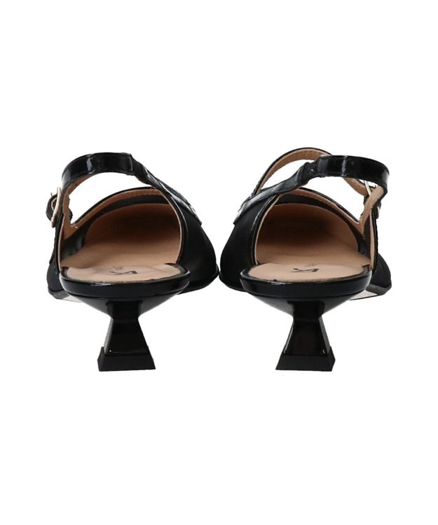 INTER-CHAUSSURES 【FABIO RUSCONI】ワンストラップネットバックバンドパンプス ブラックコンビ