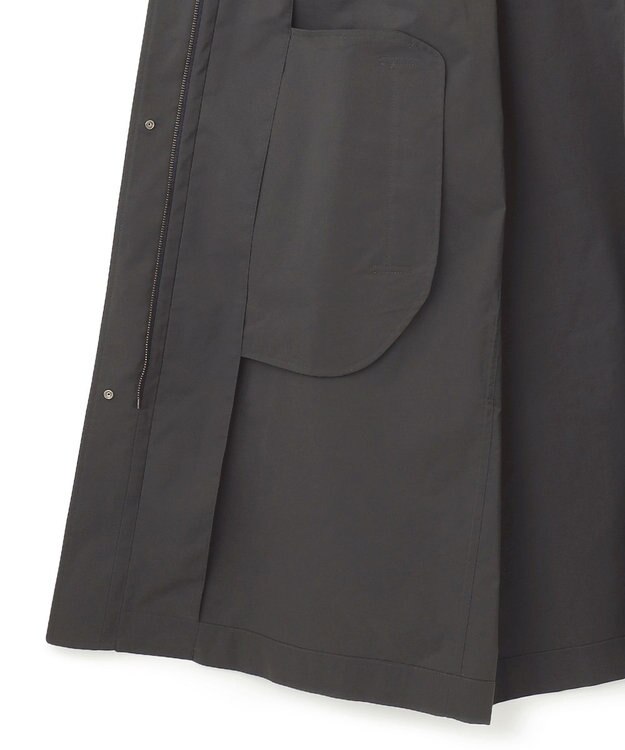 ICB 【撥水加工】 メモリーストレッチタフタ フーデットコート チャコール系