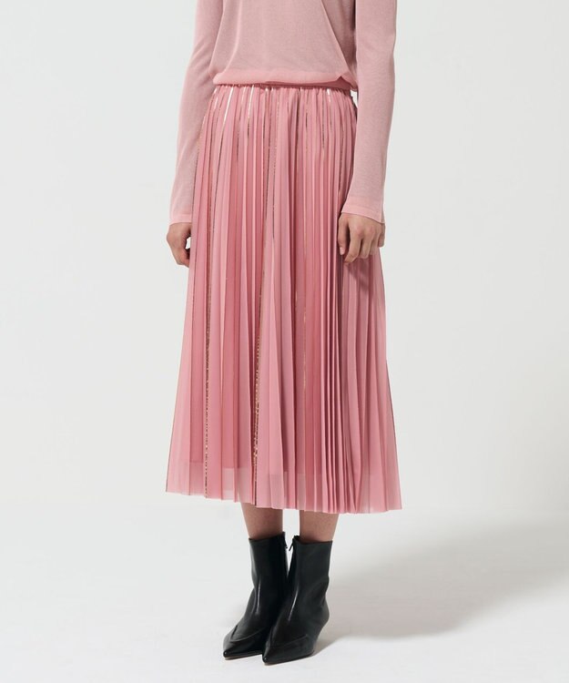GRACE CONTINENTAL フォイルラインプリーツスカート ピンク