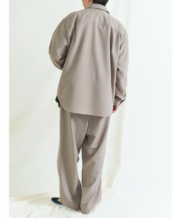 CRAFT STANDARD BOUTIQUE ポリエステルツイルポケッタブルシャツ Gray Beige