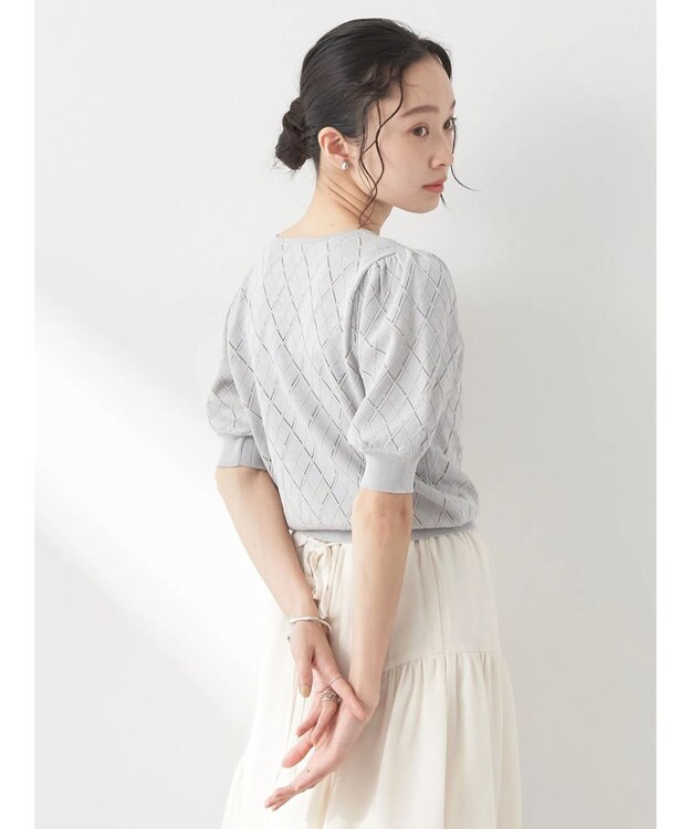 earth music&ecology アーガイルスカシパールニットプルオーバー Light Gray