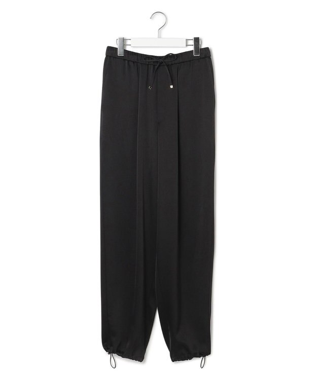 23区 L 【洗える】ドレープサテン 2WAY ドロスト パンツ ブラック系