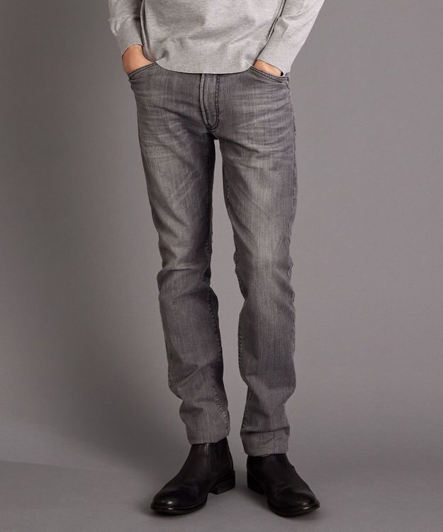 JOSEPH ABBOUD 【キングサイズ・暖か起毛裏地付/ストレッチ】レイヤード デニム パンツ ライトグレー系