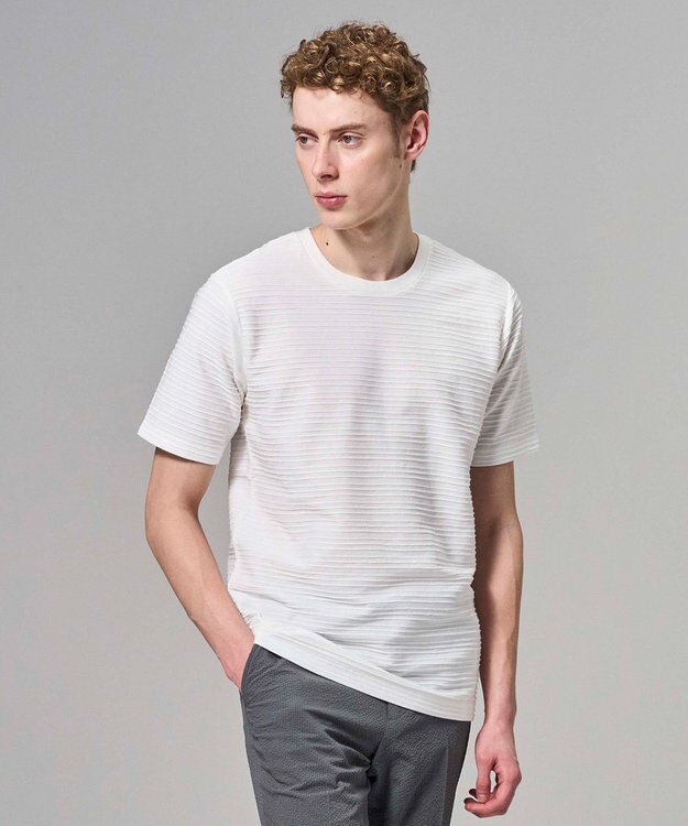 JOSEPH HOMME 【WEB・一部店舗限定】 タックボーダー　半袖カットソー ホワイト系