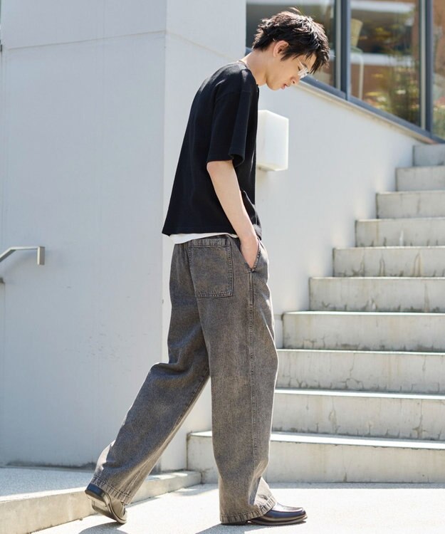WEGO 【ユニセックス着用ITEM/ウエストゴム】ユルフィットデニムイージーパンツ グレー