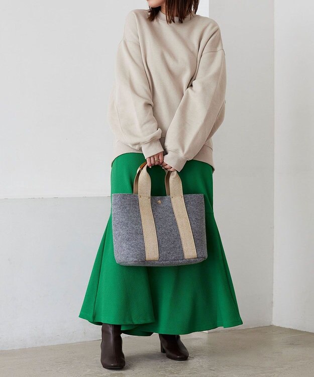 TOPKAPI 【TREASURE TOPKAPI】イタリアンフェルト ラメテープ トートバッグ 2023 グレー