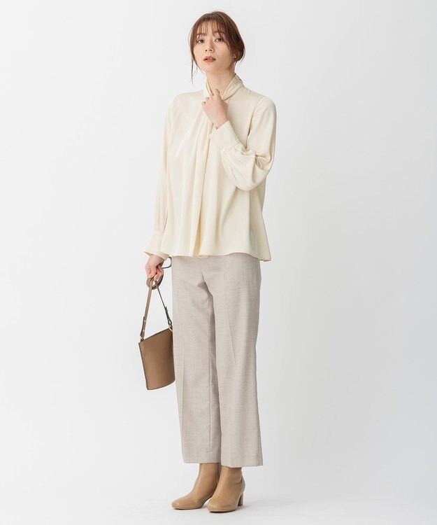 自由区 【セットアップ可】ライトウールトロピカル ストレートパンツ ベージュ系