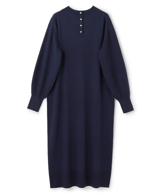 UNFILO ネックビジュー ニットワンピース ネイビー