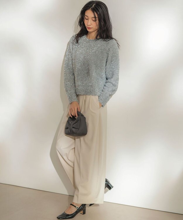 組曲 ラメシャギーニット シルバー系