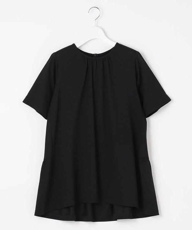 自由区 【WEB限定・洗える・XSサイズあり】ディフォームピケチュニック丈 カットソー ブラック系