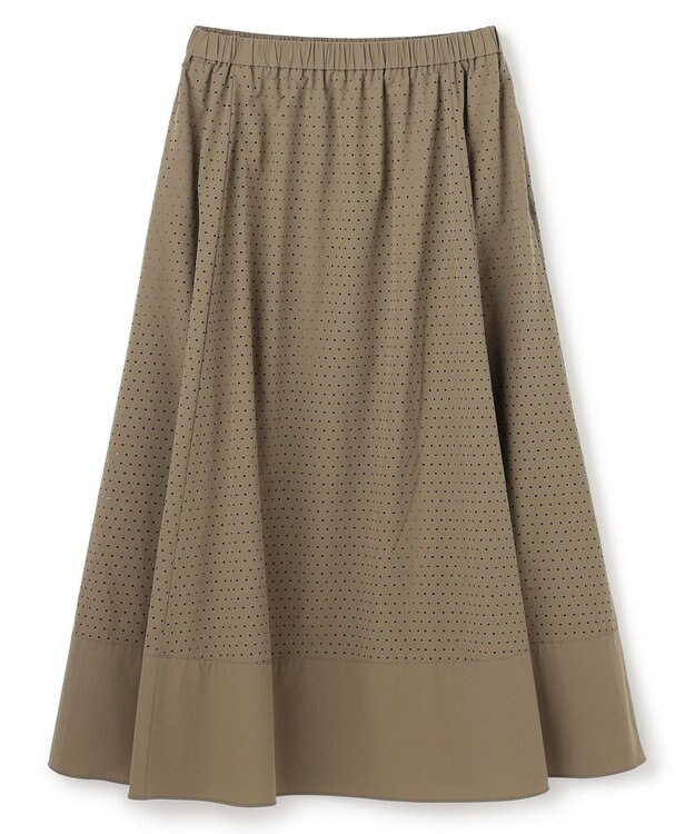 UNFILO L 【セットアップ着用可/ウエストゴム】FINE MOVE パンチング ドット スカート カーキ