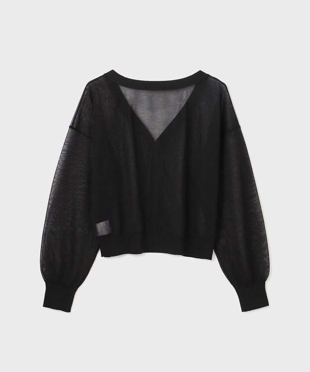 GRACE CONTINENTAL ブライトシアーニットカーディガン ブラック