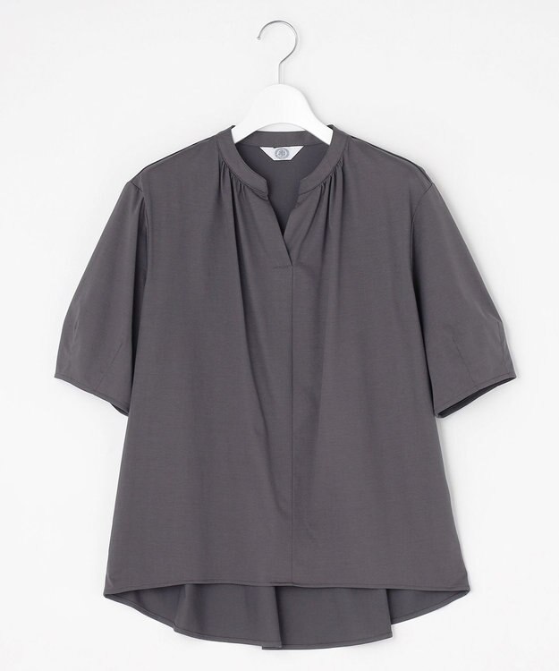 J.PRESS LADIES 【接触冷感】プレーティングジャージー ペプラム カットソー スレート系