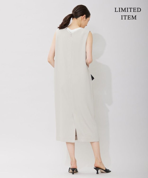 ICB 【WEB限定・洗える】BackSatinGeorgette ジャンパースカートワンピース ベージュ系