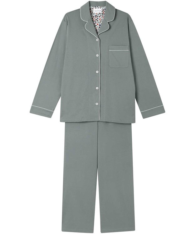 une nana cool 【綿100%】なめらかハイゲージ天竺パジャマ MADE WITH LIBERTY FABRIC グレイッシュブルー