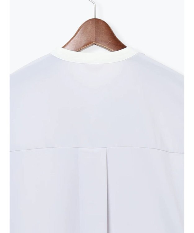 Te chichi フロントフリルバイカラーブラウス グレー