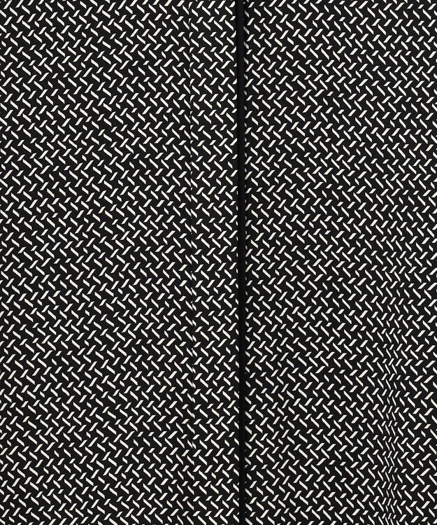 ICB 【新色追加・接触冷感・UVケア・速乾・洗える】BackSatinAmunzen 5分袖バンドカラーブラウス ブラックプリント系［WEB限定］