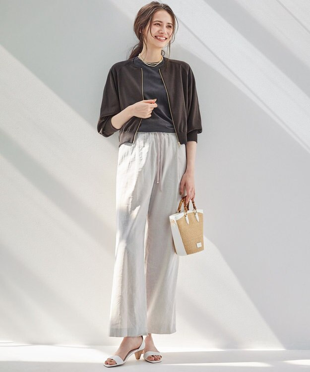 23区 【CLASSY.6月号掲載/Oggi4月号掲載】雑材 バンブー ハンドル ショルダー ホワイトミックス