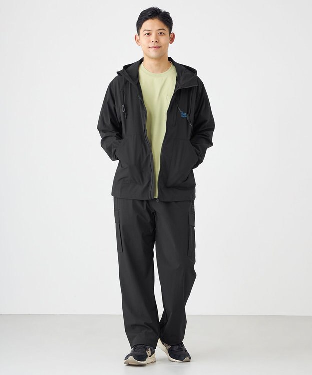 SHARE PARK MENS 【撥水・UVカット・ストレッチ・軽量 】パッカブルマウンテンパーカー（Lサイズ） ブラック系