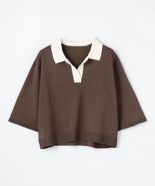 ANY L 【2SET】バイカラーポロニット×スカートセット ブラウン×エクリュ