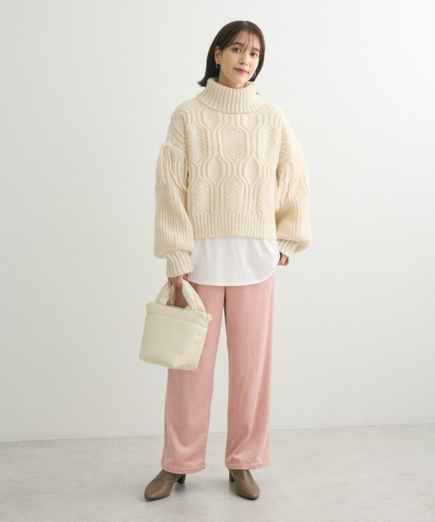 Green Parks ぽかぽか裏起毛ベロアイージーパンツ Pink