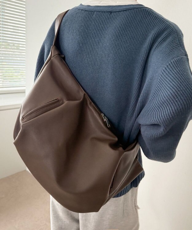 WEGO 【ユニセックス着用ITEM】タックポケットBIGショルダー ブラウン