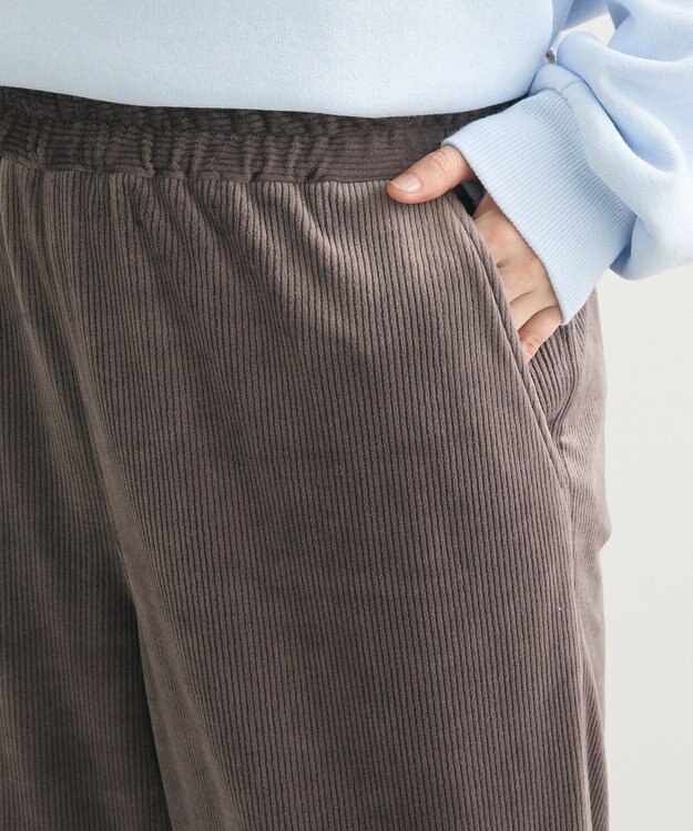 Green Parks ぽかぽか裏起毛ベロアイージーパンツ Dark Gray