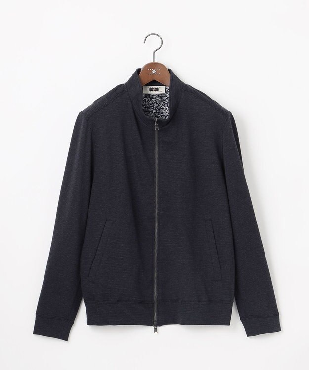 JOSEPH ABBOUD 【ジャージー/ストレッチ/軽量】トップメランジピケ スタンドジップアウター ネイビー系