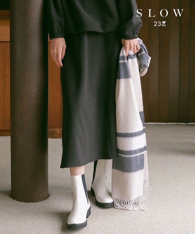 23区 【SLOW/セットアップ対応】マイクロエコフリース フレア スカート ブラック系