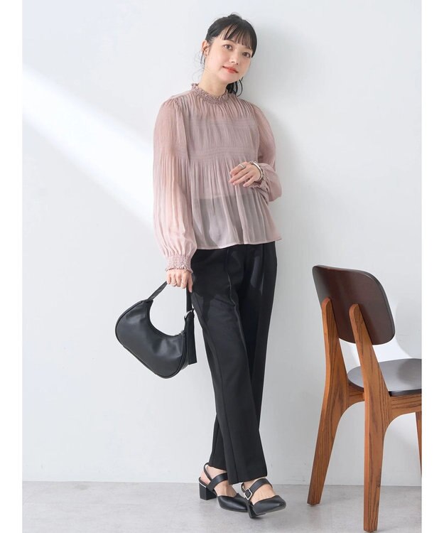 earth music&ecology マジョリカプリーツシアープルオーバー Pink Beige