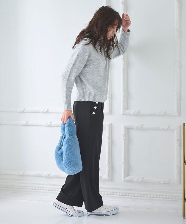 Feroux ハーフジップニット プルオーバー ライトグレー系