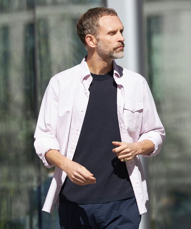 J.PRESS MEN 【HYBRID LINEN】ボタンダウンシャツ ピンク系