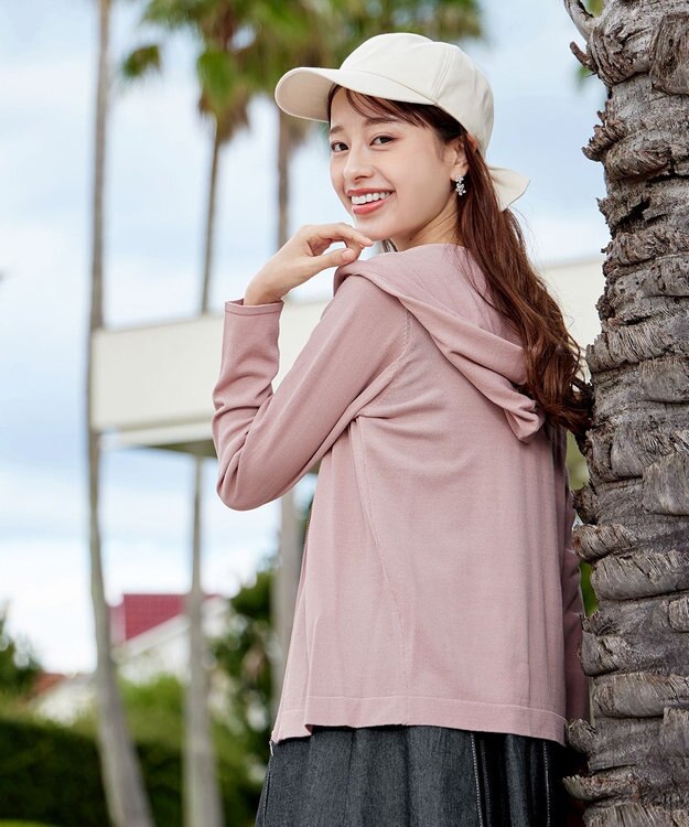 Tiaclasse L 【小倉優子さん着用】【洗える】サマーニットショートパーカー ピンク