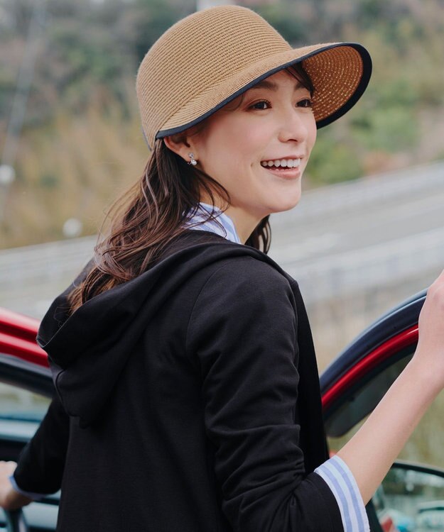 Tiaclasse 【選べる2TYPEデザイン】ストローサンバイザー & ストローキャップ ベージュ（キャップ）