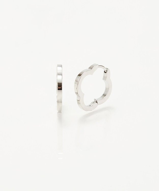 Phoebe 【金属アレルギー対応】フラワーワンタッチフープピアス　シルバー/サージカルステンレス シルバー