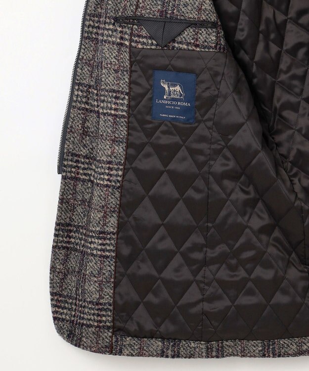 JOSEPH ABBOUD 【イタリア素材/軽量/中綿キルト裏地】スライバーチェックジャージー ジャケット グレー系4