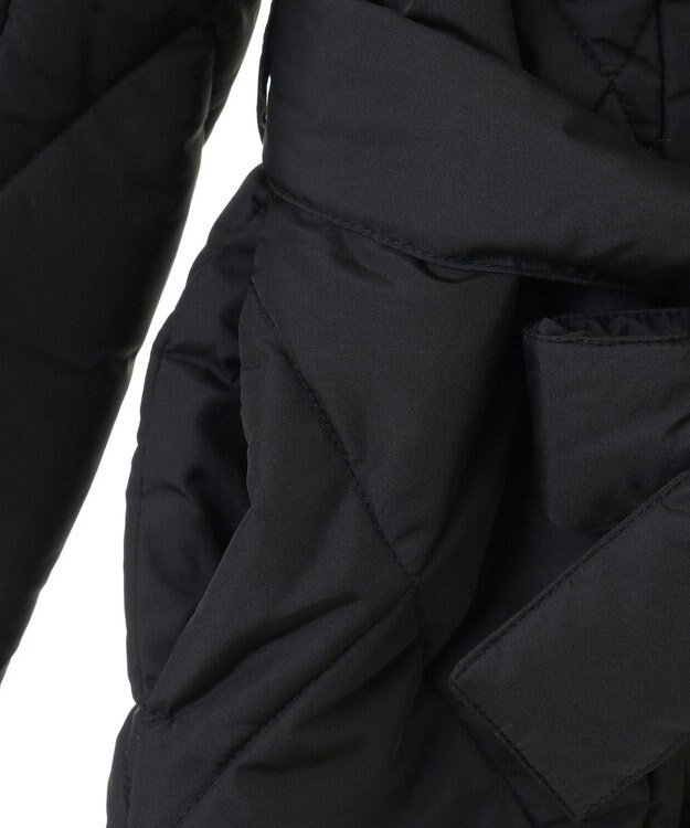 Green Parks ファー衿ダイヤキルト中綿コート Black