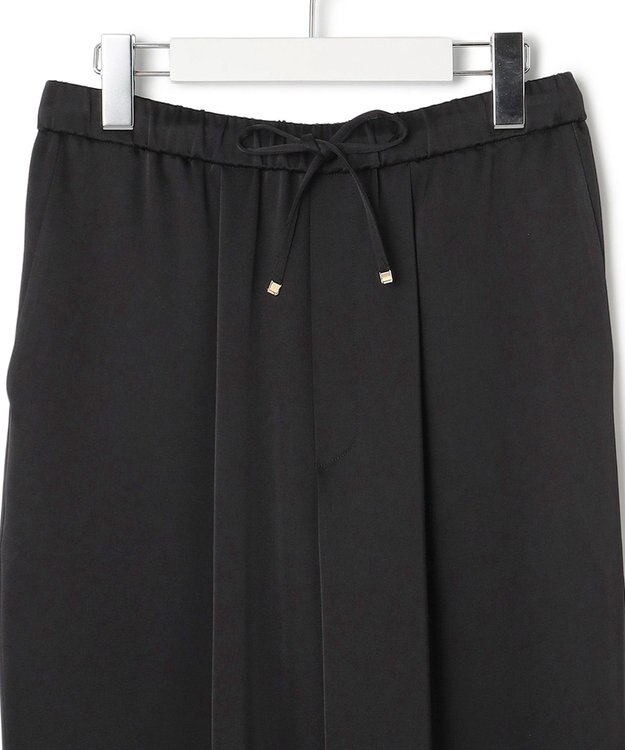 23区 L 【洗える】ドレープサテン 2WAY ドロスト パンツ ブラック系