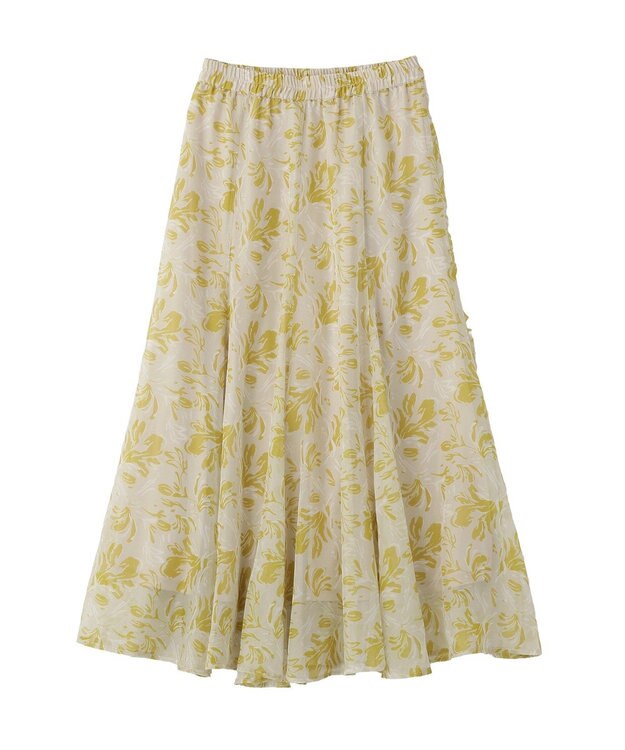 YECCA VECCA ボタニカル柄シアーロングスカート Yellow