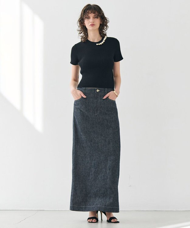 BEIGE， 【洗える】CUPHEA / Iラインロングスカート Indigo