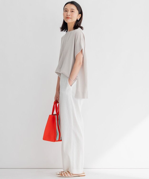 23区 【洗える】コットンアセテート プルオーバー ニット ベージュ系