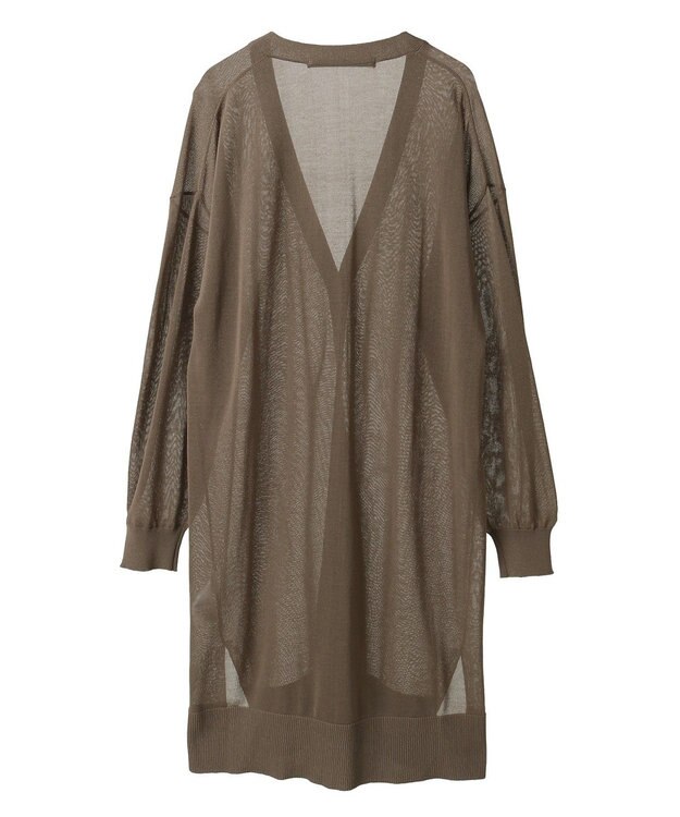 YECCA VECCA シアーニットロング丈カーディガン Dark Beige