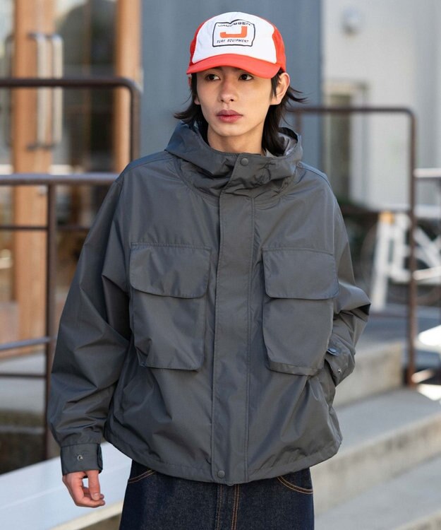 WEGO 【ユニセックス着用ITEM/アウトドア】フードシェルブルゾン ダークグレー