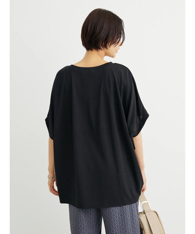 Green Parks 接触冷感半袖コクーンゆるプルオーバー Black